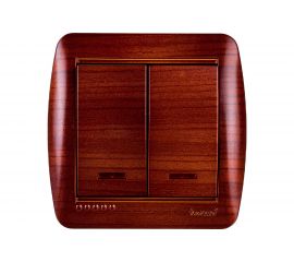 Двойной выключатель Lezard DEMET с подсветкой махагон 711-0500-112 