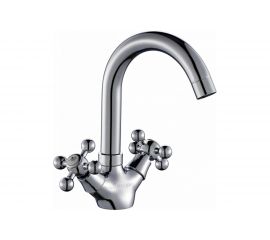 Смеситель для умывальника Zollen Essen поворотный высокий излив, 2 шпильки ES52420522 443409 