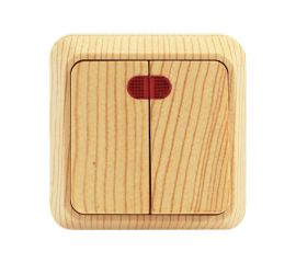 Двухклавишный выключатель Jilion с подсветкой дуб 9533468 