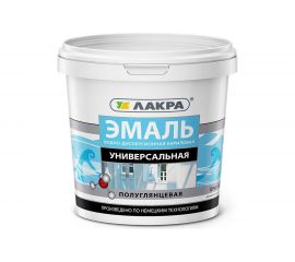 Универсальная акриловая эмаль Лакра белая, полуглянцевая, 0.9 кг 90003485854 
