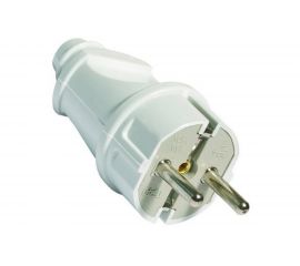 Вилка Пан Электрик с/з 16А 250В прямой вывод проводника ABS-пластик,белая 24203 1 