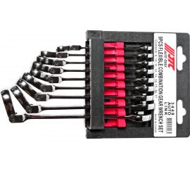 Набор комбинированных трещоточных ключей с подвижной головкой JTC 8-17 мм 9 предметов 1/15-3448 