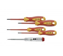 Набор изолированных отверток Hogert Technik 1000 В, с тестером напряжения, сталь S2, 6 шт HT1S994 