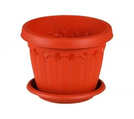 Кашпо с поддоном Эльфпласт Флавия 57 см, 60 л, терракотовое 062158 