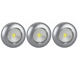 Фонарь ЭРА SB-504 NEW пушлайт Аврора COB, 3xAAA, серебристый, 3шт Б0031043 