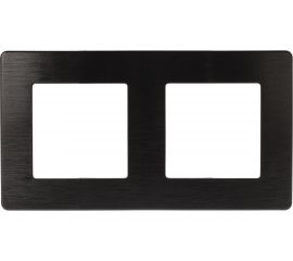 Рамка для розеток и выключателей ЭРА Серия 12 12510206 на 2 поста, Сатин, черный Б0052514 