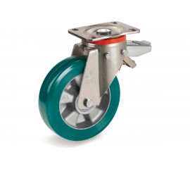 Колесо с вращающейся опорой, пластиной крепления и задним тормозом (200 мм; 700 кг) Tellure rota 627206 