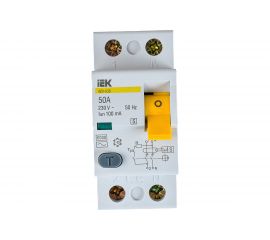 Устройство защитного отключения IEK ВД1-63S УЗО, 2Р, 50А, 100мА MDV12-2-050-100 