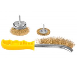 Щетки-крацовки (латунированная стальная проволока 0,3 мм, дисковая 50 мм, чашечная 75 мм, ручная, 3 шт.) STAYER 35151-H3_z01 