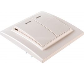 2-клавишный выключатель EKF Минск СП, с индикатором 10А, бежевый ERV10-123-20 