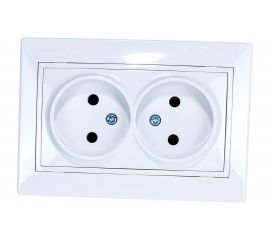 Двойная розетка LEZARD MIRA б/ з керамика белый с белой вставкой 701-0202-128 