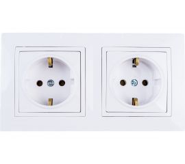 Розетка Bylectrica 2-местная, угловая открытая установка, с заземляющим контактом, серия УЮТ, белый, РА16-772 