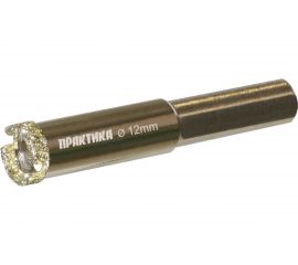 Коронка алмазная по керамограниту/керам��ке Профи (12х65 мм) ПРАКТИКА 917-538 