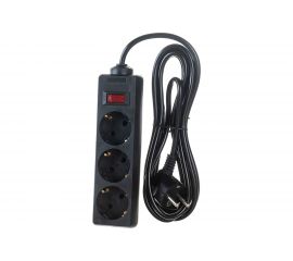 Удлинитель ExeGate EC-3-3B 3 евро с заземлением, 3м, выключатель с подсветкой, черный 279351 