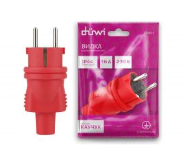 Каучуковая прямая вилка duwi с заземлением 16A IP44 красная 27455 1 