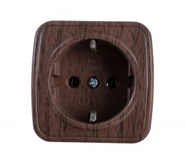 Розетка EKF ОП Минск 1-местная, 16А, с заземлением, тёмное дерево SQEGR16-028-40 