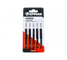 Пилки для электролобзика (5 шт; HCS EU 75x3 мм; T-111C; по дереву; грубый рез) ЕРМАК 664-293 
