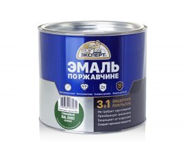 Эмаль ЭКСПЕРТ по ржавчине 3 в 1 глянцевая, зеленый RAL 6002, 1.8 кг 28255 