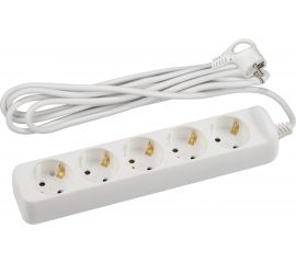 Электрический удлинитель ЭРА U5e3m3x1,5 с заземлением 5 розеток 3м ПВС 3x1,5мм2 16А Б0044038 