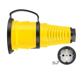Кабельная розетка PCE 16A 220V 2P+E IP54 с крышкой, корпус желтый, крышка и маркер черный 2511-es 