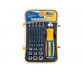 Реверсивная отвертка с битами и головками 45 предмета KT 700407 