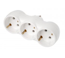 Разветвитель Bylectrica трехместный прямой с заземляющим контактом, РВ16-375 