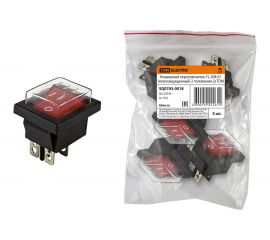 Клавишный переключатель TDM YL-208-01, черный корпус, красная клавиша, влагозащищенный, 2з SQ0703-0018 