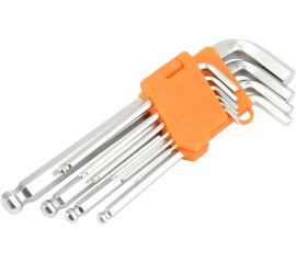 Набор Г-образных шестигранных ключей АвтоDело 10 предметов 1/16-1/2 CR-V удлинённые с шаром 39152 13806 