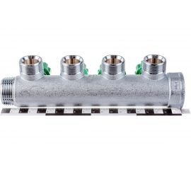 Регулирующий коллектор FAR 1" ВР-НР с 4 отв. 3/4" НР межосев. 45 мм FK 3824 134 