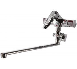 Смеситель для ванны G-lauf с длинным поворотным изливом 360 градусов и душевой лейкой, хром LOF6-A033 