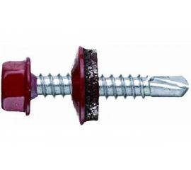 Кровельные саморез Tech-Krep КР сверло 4,8х28 RAL-3005 винно-красный 60 шт, коробка с окном 125551 