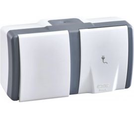 1-клавишный выключатель+розетка с крышкой без заземления MONO ELECTRIC Octans, IP54 154-020001-185 