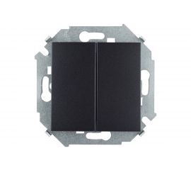 Двухклавишный выключатель Simon 16А 250В, винтовой зажим, графит 1591398-038 