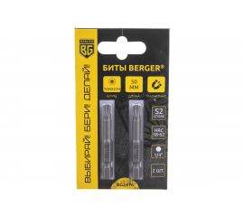 Биты магнитные TORX с отверстием T27H, 50 мм, 2 шт, S2 Berger BG BG2416 