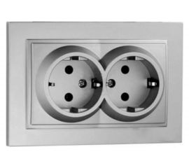 Двойная розетка MONO ELECTRIC с заземлением DESPINA серебро 102-212104-120 