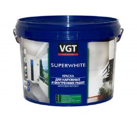 Краска VGT Супербелая ВД АК 1180 моющаяся, для нар/внутр работ 1,5кг 11605417 