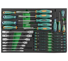 Набор стержневых отверток для точной механики и торцевых шарнирных ключей 34шт Jonnesway D737134SV 49272 