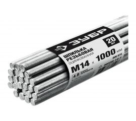 Резьбовая шпилька ЗУБР DIN 975, М14 x 1000 мм, класс прочности 4.8, оцинкованная, 20 шт. 30330-14-1 