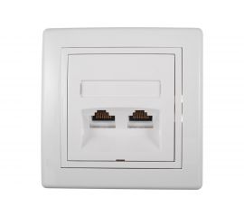 Коммуникационная двойная розетка Aling-conel PRESTIGE RJ45 Cat6 UTP, белая 615.00 113032 