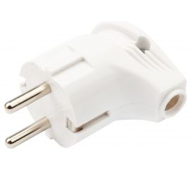 Угловая вилка REXANT Евро с заземлением 16А белая 16-0728 