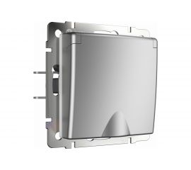 Розетка WERKEL W1171206 влагозащищенная, с заземлением, с защитной крышкой и шторками, серебряный a051504 