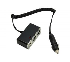 Разветвитель автоприкуривателя 2гн 2хUSB 5V 1 000mA шнур спираль 1.5М REXANT 16-0225 