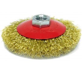 Щетка тарельчатая (100 мм; М14; латунированная волнистая 0.35 мм) для УШМ Elitech 1820.075100 