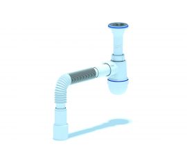 Сифон для умывальника/мойки АНИ Пласт бутылочный, литой выпуск, 1 1/4 дюйма x 40 мм, гофрированный, 40х40/50 мм, нержавеющая сетка C2015 025-0138 