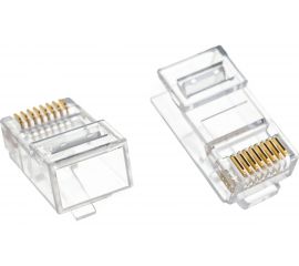 Коннектор TWT RJ45 UTP 8P8C, универсальный, со вставкой, cat.6, 100 шт. PL45-8P8C-6V 