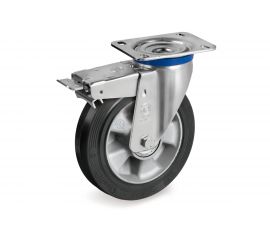 Колесо с вращающейся опорой, пластиной крепления и передним тормозом (160 мм; 300 кг) Tellure rota 727910 