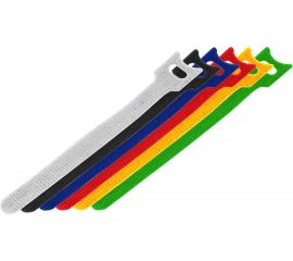 Набор многоразовых хомутов-стяжек на липучке REXANT 310х16 мм, цветная, упаковка 12 шт 07-7310 