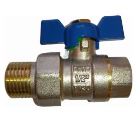 Шаровой кран с американкой RM -L 1/2 никелированный, бабочка Ду15 Ру30 НК 11Б27п1 L-12FFLA 