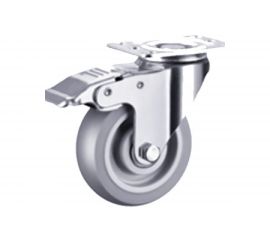 Колесо аппаратное поворотное с тормозом из термопластичной резины 34075Sb (75 мм; 100 кг) А5 1005814 