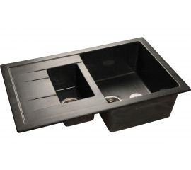 Мойка GRANFEST QUADRO GF-Q--775KL мрамор, 1.5-чаши+крыло, 765х495 мм, черный Q-775 KL чер 